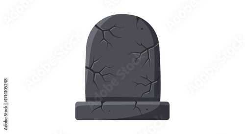 A weathered cracked gray headstone