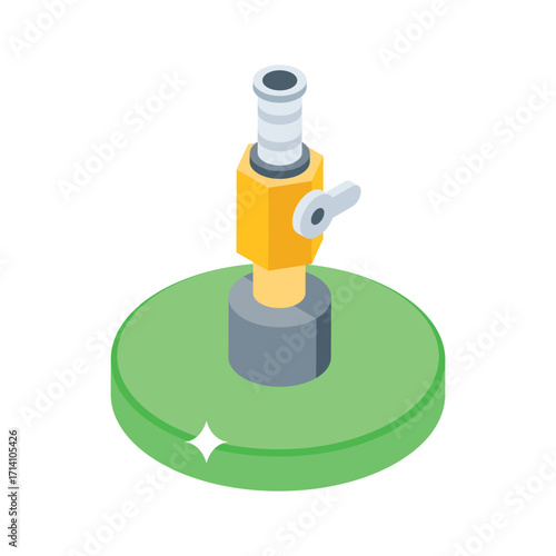 Sleek 3d style icon of yellow water valve