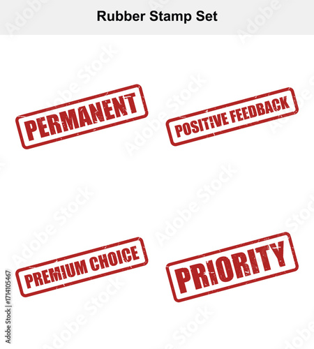 Rubber Stamp Set with Grunge Effects Featuring BusinessRelated Terms