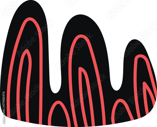 Abstract Black and Red Organic Shapes.