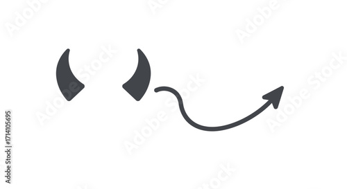 Gray devil horns  a tail the tail is curved ending in an arrowhead