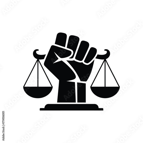 Fist of justice symbolizing equality and fairness