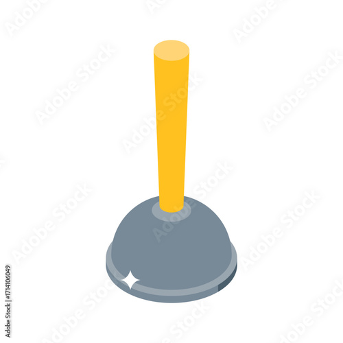 Trendy 3d style icon of plunger stick