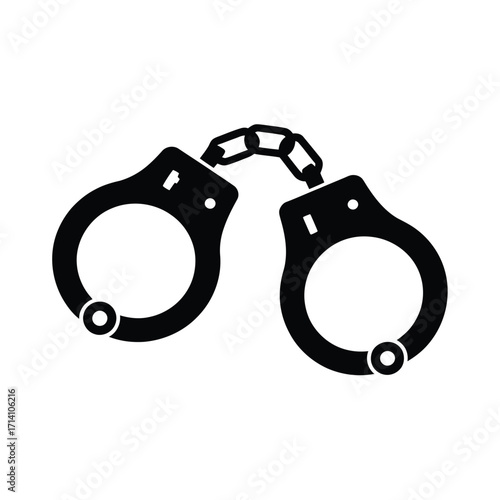 Black silhouette of handcuffs on a white background