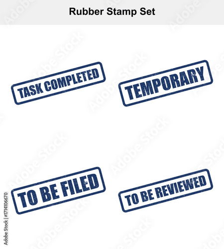 Rubber Stamp Set with Task Completed, Temporary, To Be Filed, and To Be Reviewed