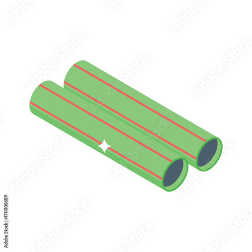 Modern 3d style icon of stacked plastic pipes