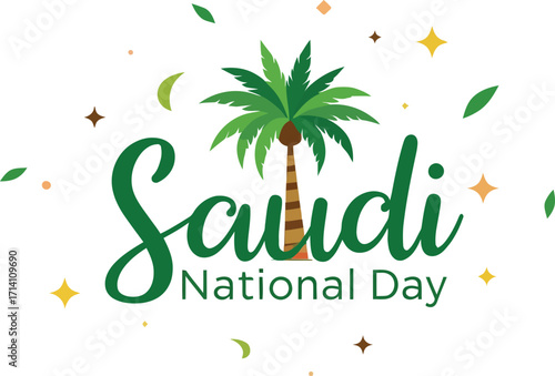 Flat solid color vector illustration for Saudi National Day