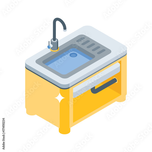 Trendy 3d style icon of ceramic sink unit