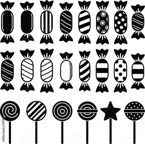 Vector candy sweets lollipop illustration design graphic element isolated on white background for print 100