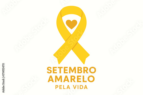 Setembro Amarelo Suicide Prevention Awareness Yellow Ribbon Vector Design