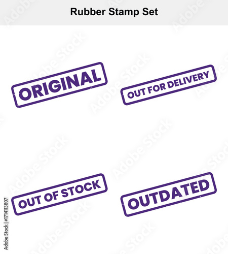 Set of Four Business Stamps Isolated on White Background Original, Outdated