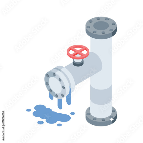 Modern 3d style icon of severe leakage issue