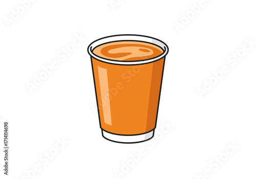 An orange cup with a swirl pattern on top