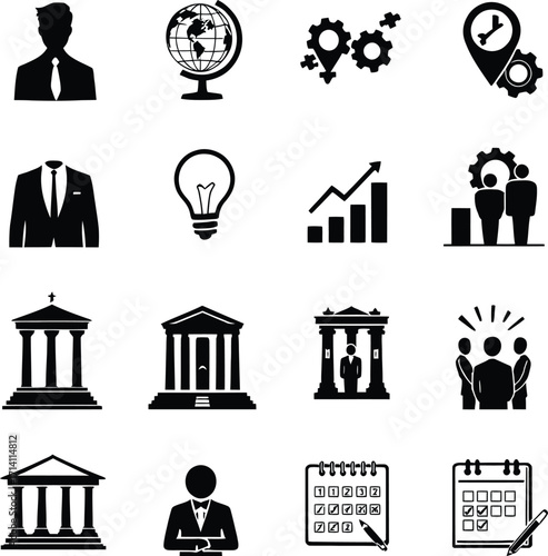 Business strategy planning icons set vector illustration for management and organization concept 100