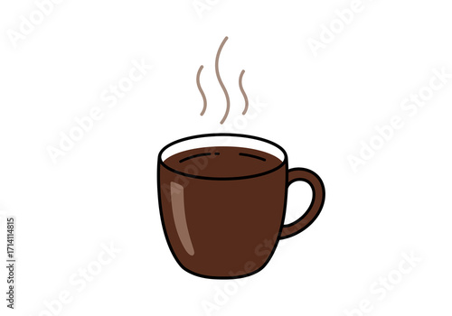 Hot coffee in a mug with steam