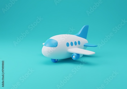 Wallpaper Mural Cute Cartoon Airplane Illustration Perfect for Childrens Books and Travel Themed Graphics Against Turquoise Background Torontodigital.ca
