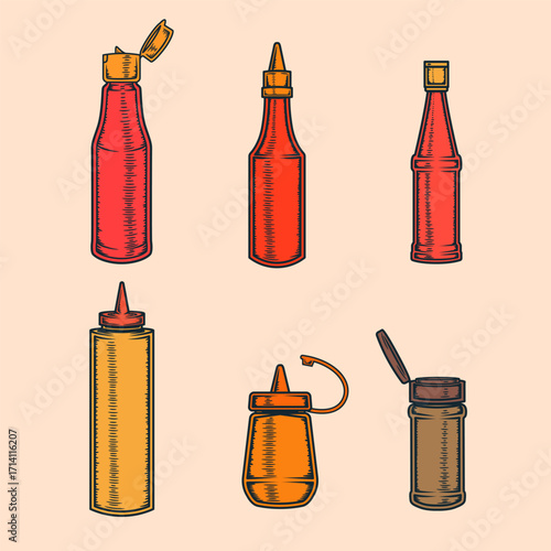 A set of food spice containers