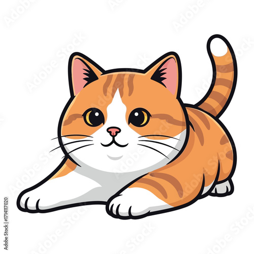 Happy Cat in Cute Pose: An adorable ginger cat is depicted in a cute pose, radiating warmth and playful charm. Capturing the essence of a beloved feline.