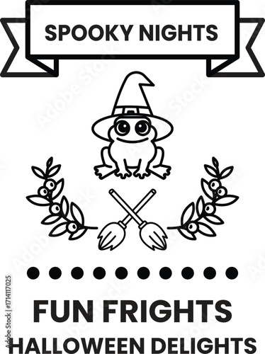 A poster for a Halloween event called "Fun Frights" with a frog on it