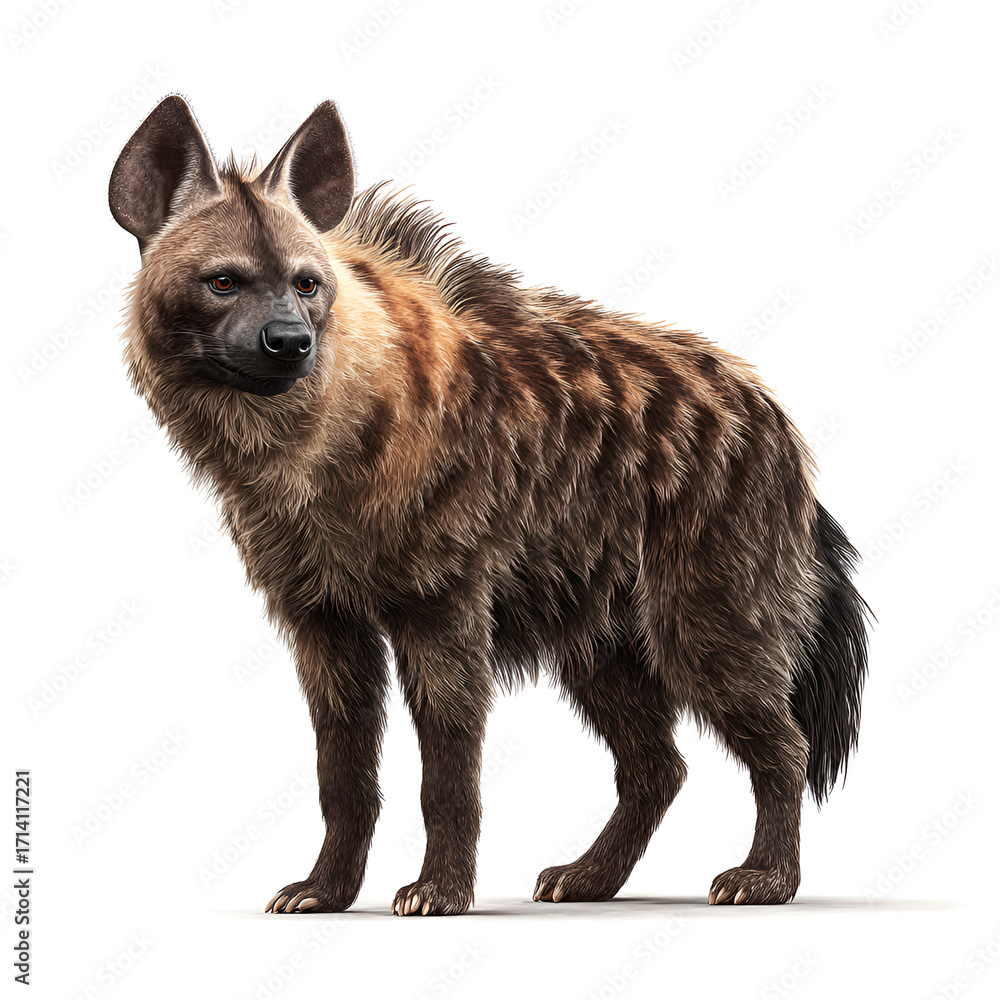 Fototapeta premium Spotted Hyena Realistic Full Body Isolated on White Background