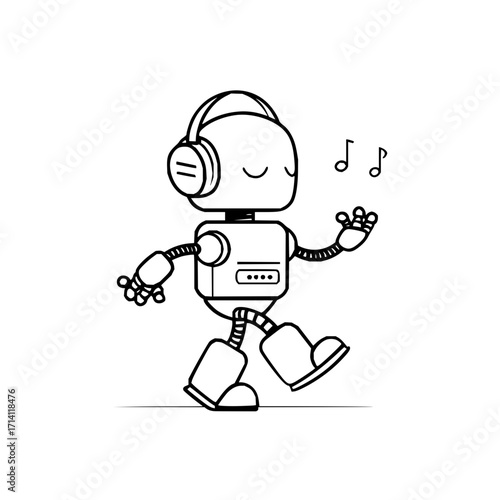 Robot listening music with headphones dancing robot music robot robot robot robot robot robot robot robot