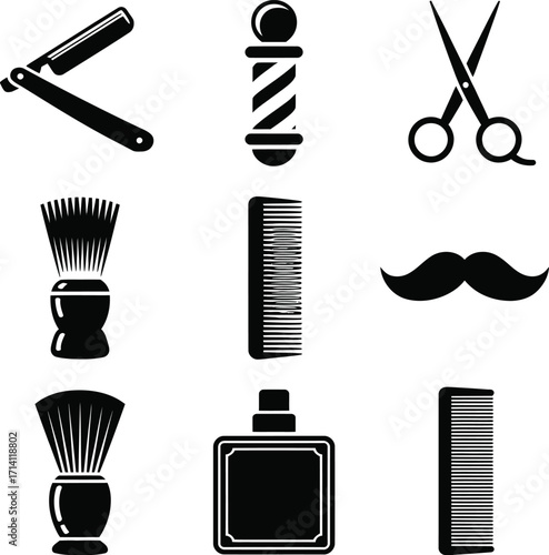Barber shop tools and equipment vector illustration for hair salon and grooming business design concept