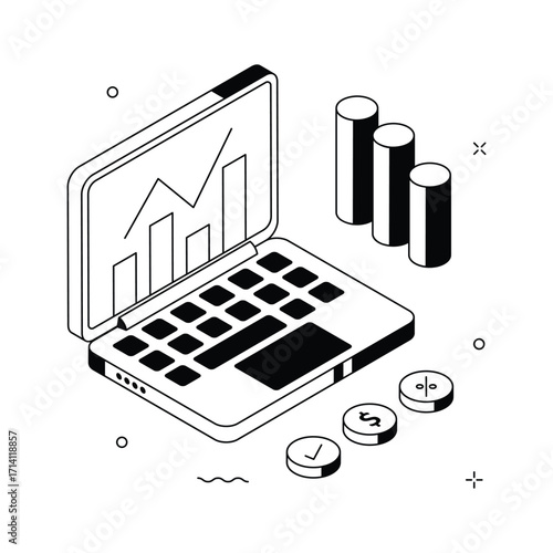 Take a look at this amazing online data analysis isometric illustration