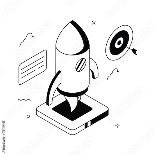 Creatively designed business startup isometric illustration