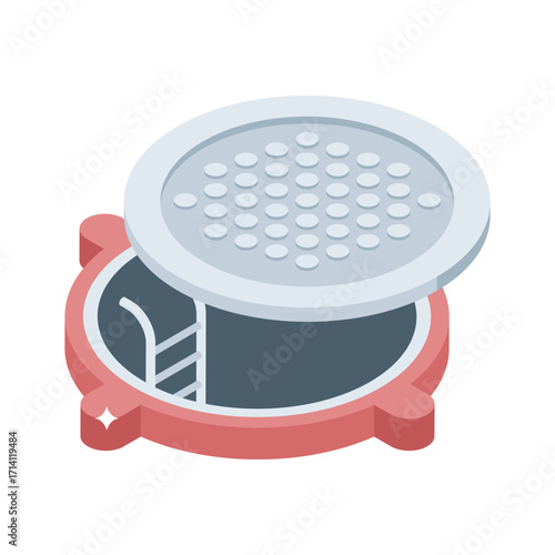 Handy 3d style icon of heavy manhole cover