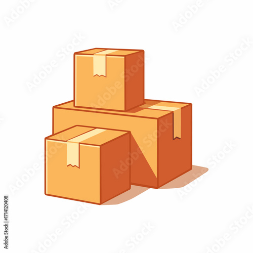 Flat illustration of brown cardboard boxes stacked for shipping or storage. Isolated on a white background.