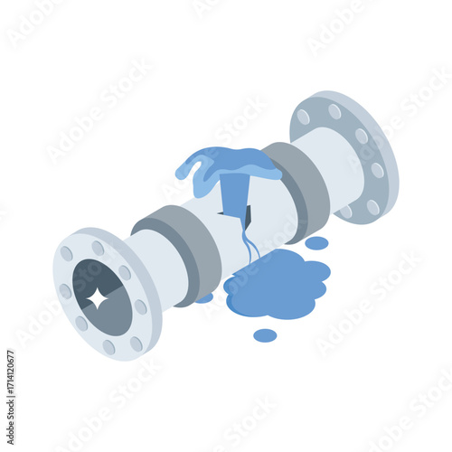 Easy to use 3d style icon of cracked underground pipeline