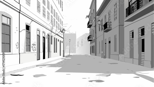 Charming old town street evokes timeless elegance, inviting exploration, perfect for travel, history, or urban themes