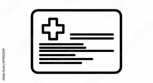Medical card with graphic illustration of health insurance, identification. Health insurance information for clean medical card design. Concept medical card in commercial project.