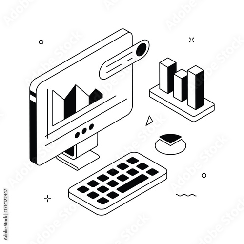 Take a look at this amazing isometric illustration of data analysis