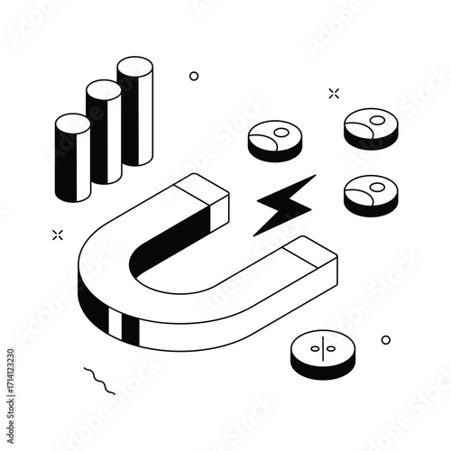 A vibrant isometric illustration showcasing customer acquisition