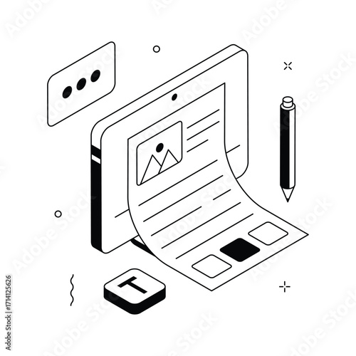 Take your hands on this amazing isometric icon of blogging, content creation