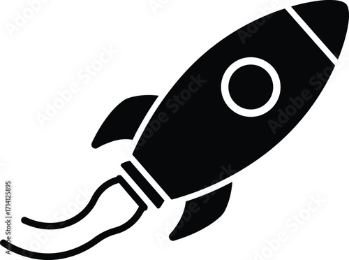 Rocket ship silhouette vector, space launch icon illustration, black spacecraft design for innovation, exploration, technology, science, travel, future, startup, cosmosRocket ship silhouette vector, 