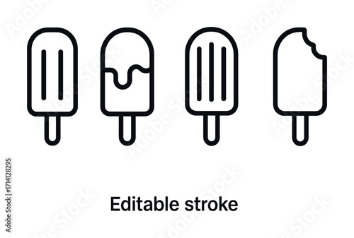 Minimalist ice cream icons set with four styles