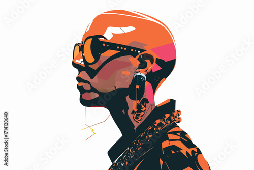 bi-racial cyberpunk person safety isolated