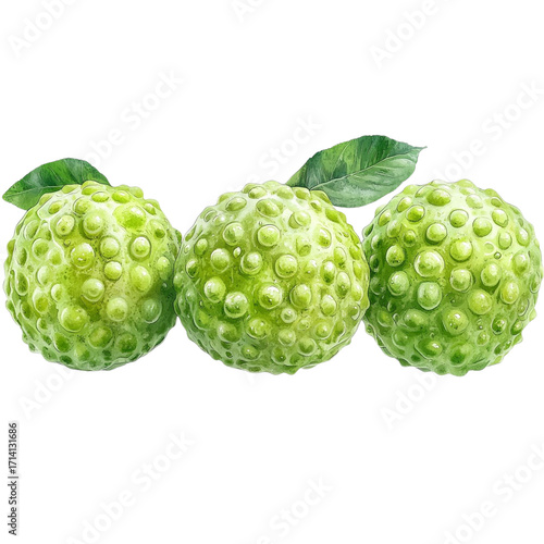 Fresh Green Coconut Half with White Flesh on White Background Ai Generated