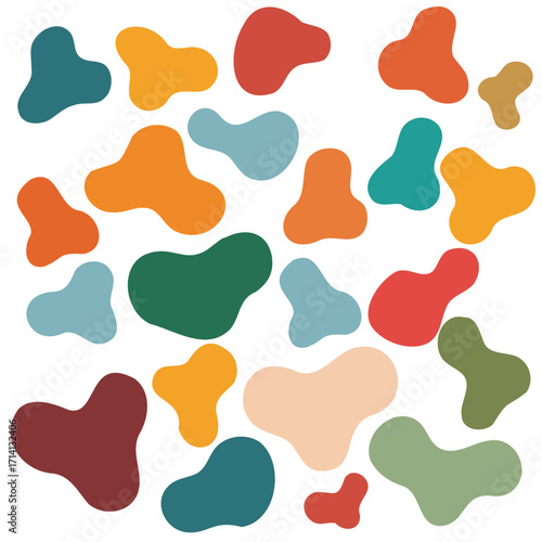 Blob shape organic, vector illustration set. Collection from abstract forms for design and paint. Liquid colored drop in modern style. Basic stains vector