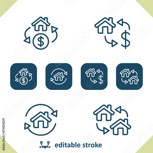 Real Estate Icons. House, Home, Price, Dollar Icon