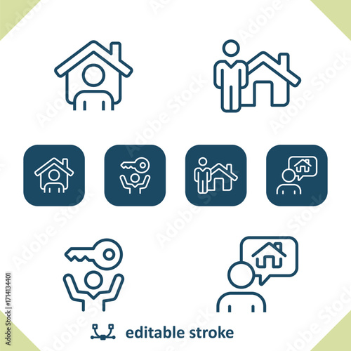 Realtor Icons. Real Estate Agent, Home Owner, House Icon