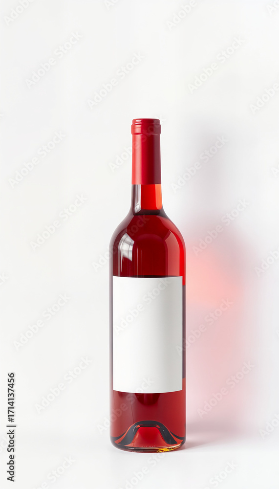 Obraz premium Red wine bottle with blank label on white background 