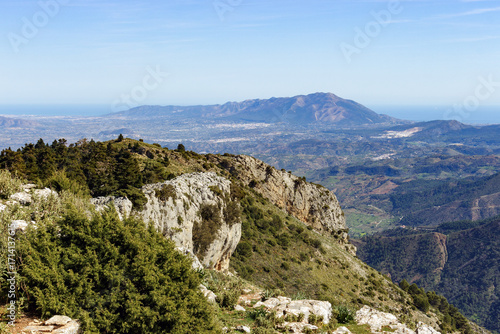 View of the Costa del Sol and mountain from the Sierra de las Nieves