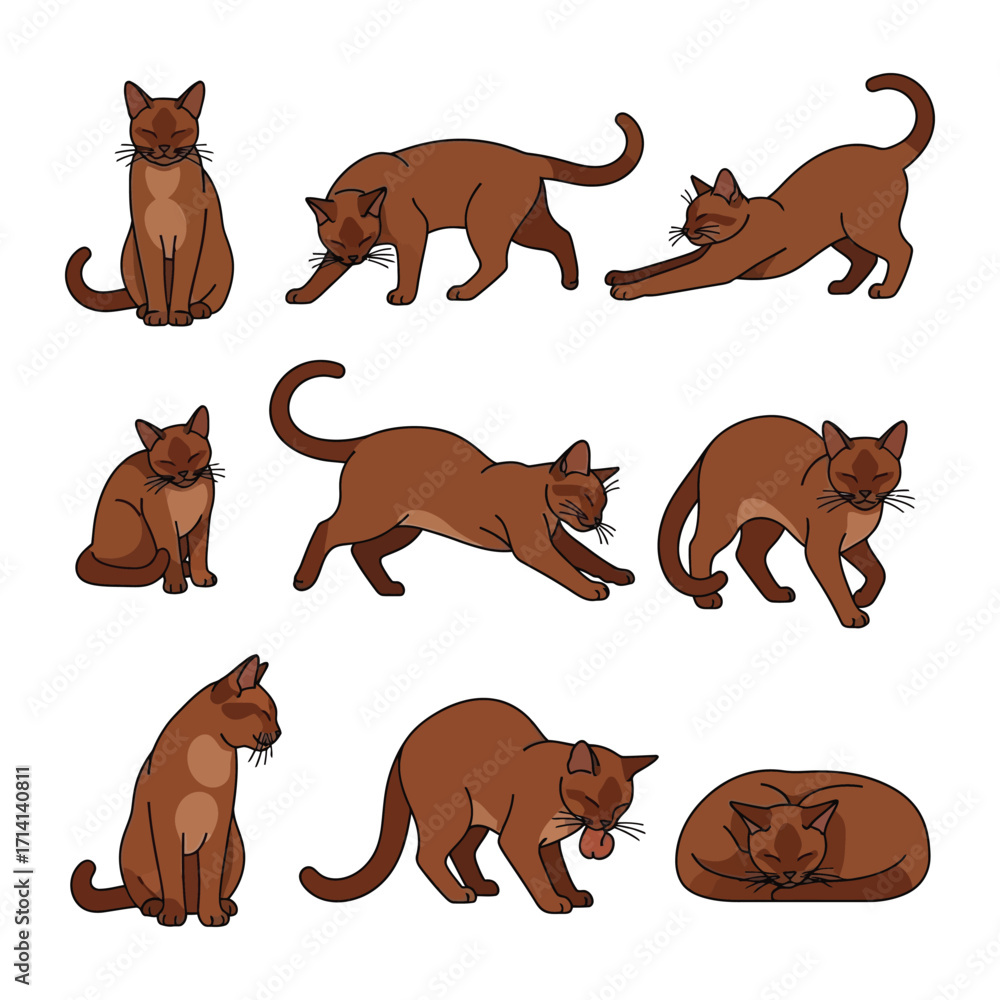 Φωτογραφία Playful Cat poses: A collection of charming cats in various poses, showcasing the cat's natural behaviors and endearing expressions in delightful color and charming shapes