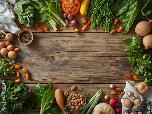 fresh vegetables on wooden background