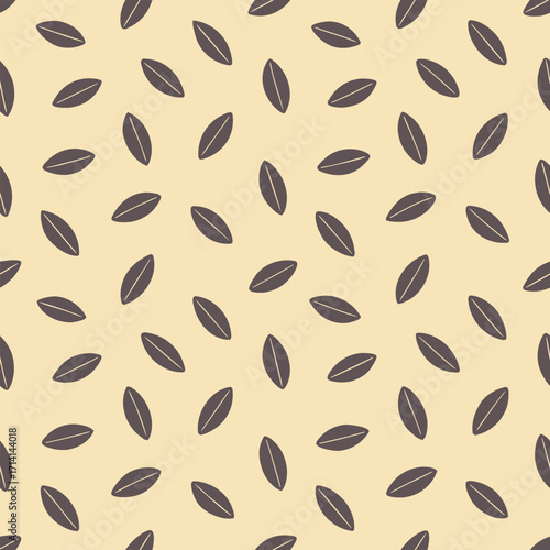 seamless pattern featuring small dark oval shaped seeds scattered randomly across 