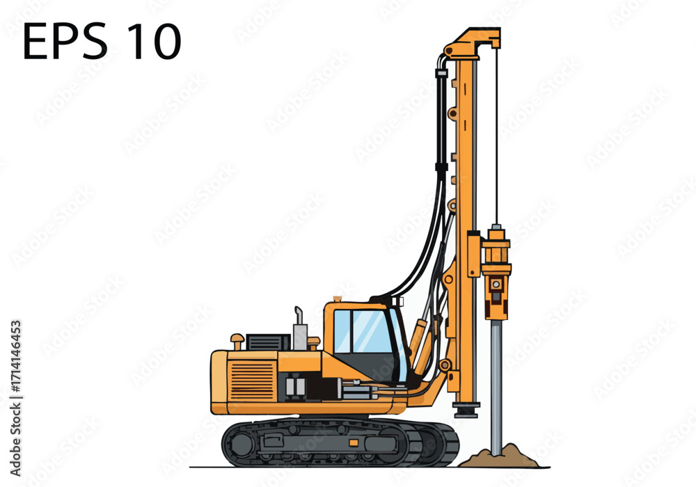 Fotografie Pile Driver Machine - Heavy Equipment for Construction Projects