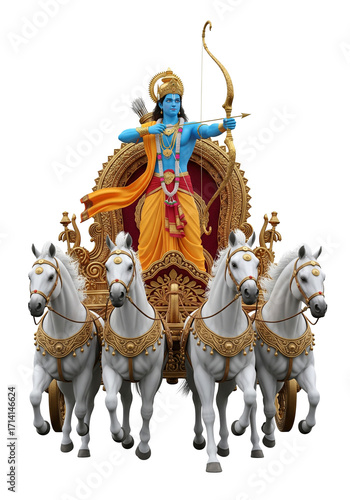happy vijay dashmi/dussehra lord rama avatar on horse cart